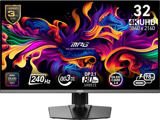 MSI 32" (31.5" Viewable) UHD 4K 240Hz Nvidia G-Sync Compatible 0.03ms HDR400 USB-C KVM DP 2.1a OLED Gaming Computer Monitor with Height Adjustable, Strike Deal